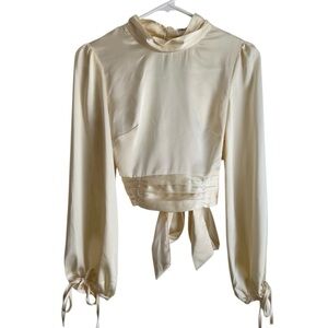 Elegant Cream Long Sleeve Women's Top